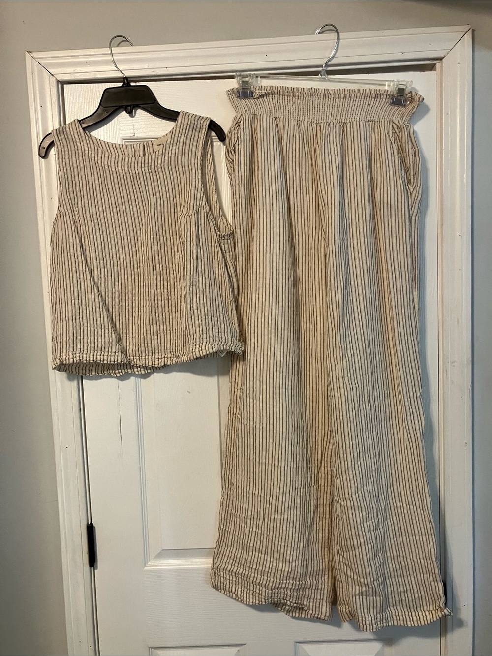 Thread & Supply Matching Set Striped Crop Top and Pants Size Large